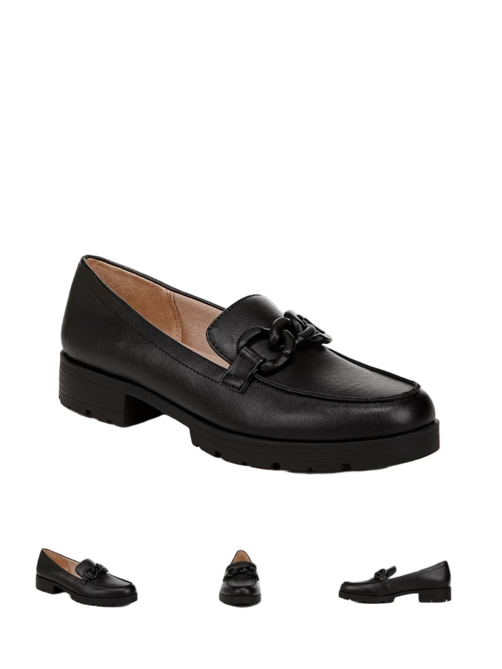 LifeStride London 2 Loafer Size 10W Wide Comfort Slip-On classic black chain